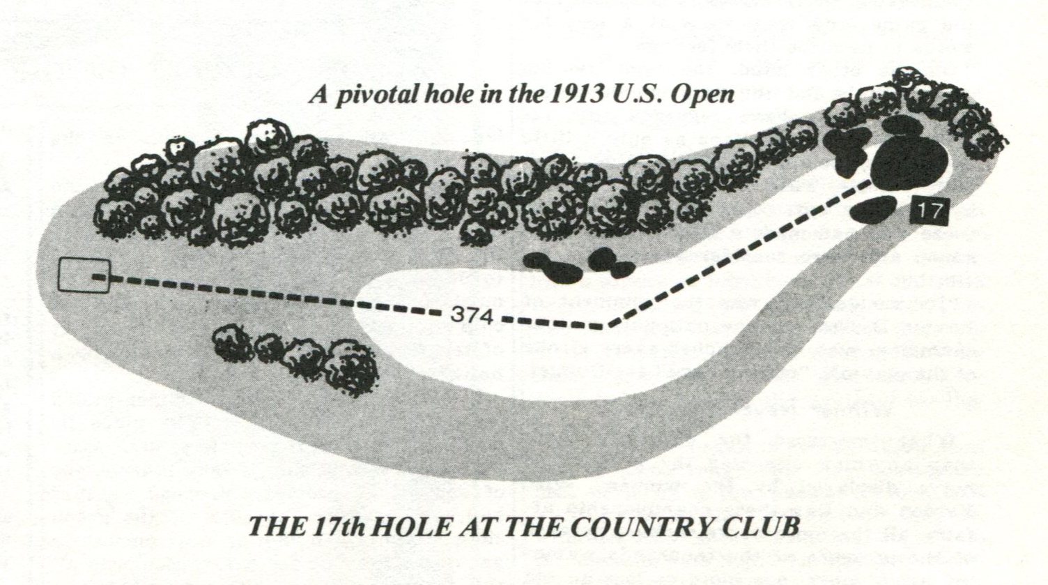 A drawing of the 17th hole at The Country Club, Brookline as it would have played in 1913.
