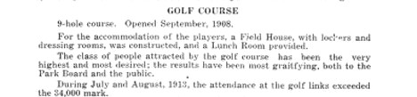 A clipping from the West Side Park Board of Chicago report 1914, on the golf course at Garfield park
