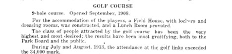 A clipping from the West Side Park Board of Chicago report 1914, on the golf course at Garfield park