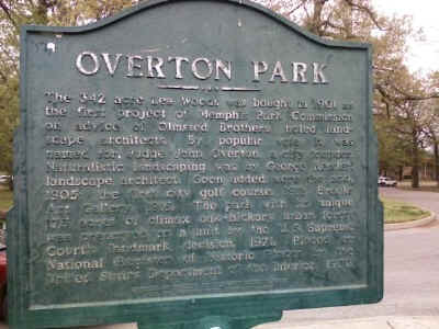A sign at Overton Park Memphis, home of the first public golf course in the south.