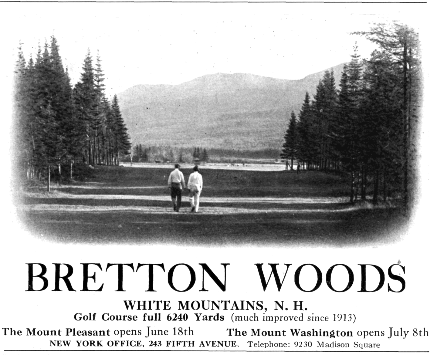 A photo of  vintage ad for the Early American Golf Resort - Bretton Woods.