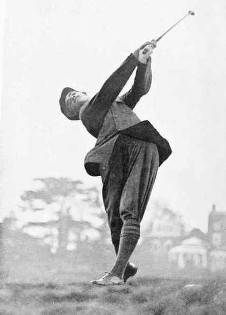 Vintage photo of golfer George Duncan's swing and follow through.