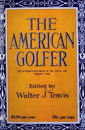 Vintage photo of a cover of The American Golfer Magazine.