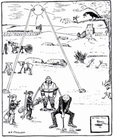 A photo of a cartoon depicting an important money putt.