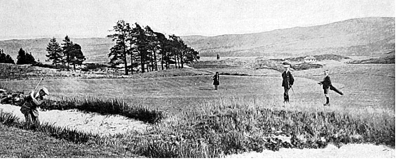 A vintage golf photo of the 7th hole on the Queen's Golf Course at Gleneagles Golf Resort