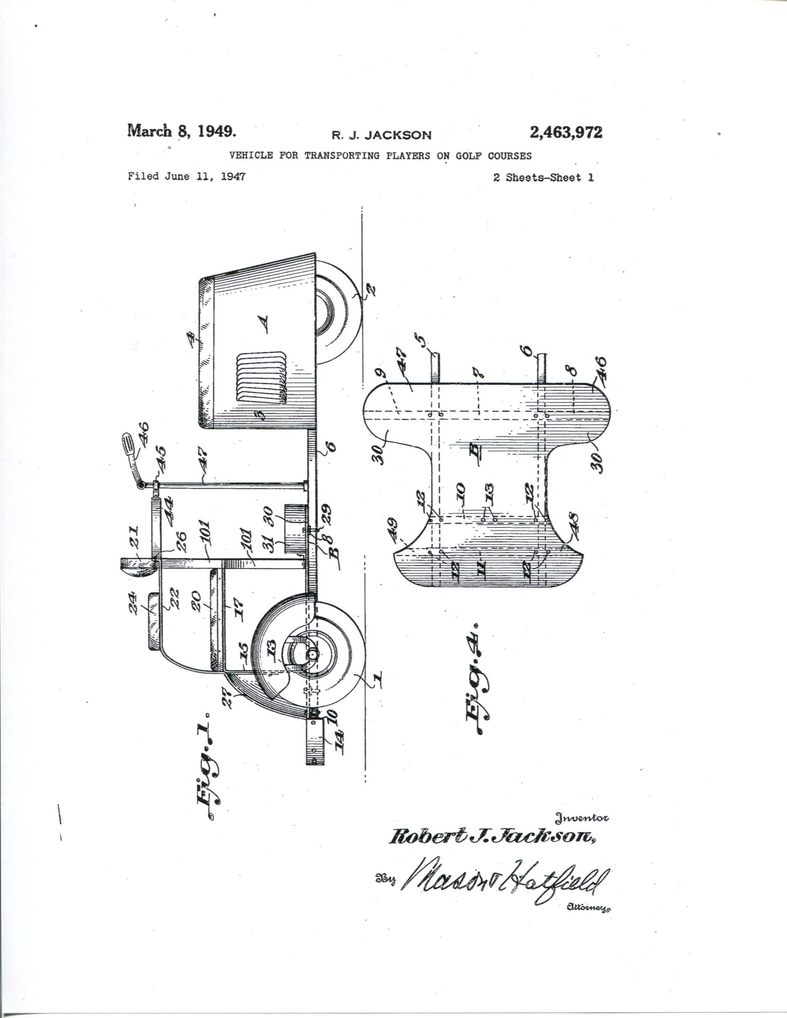 Golf Buggy Patent Drawing Sheet 1