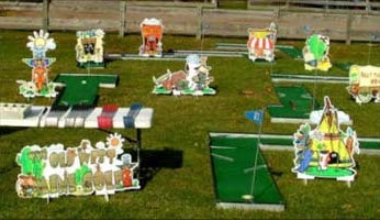 A photo of a themed minature golf course.