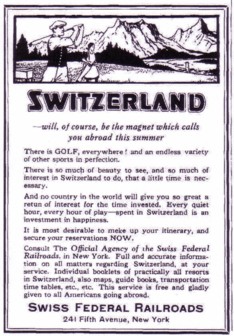 Vintage ad for golf in Switzland.