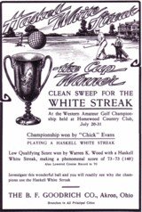 A vintage ad for White Streak golf balls.