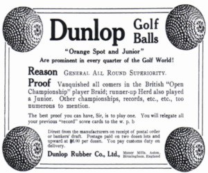 A vintage ad for Dumlop Golf Balls