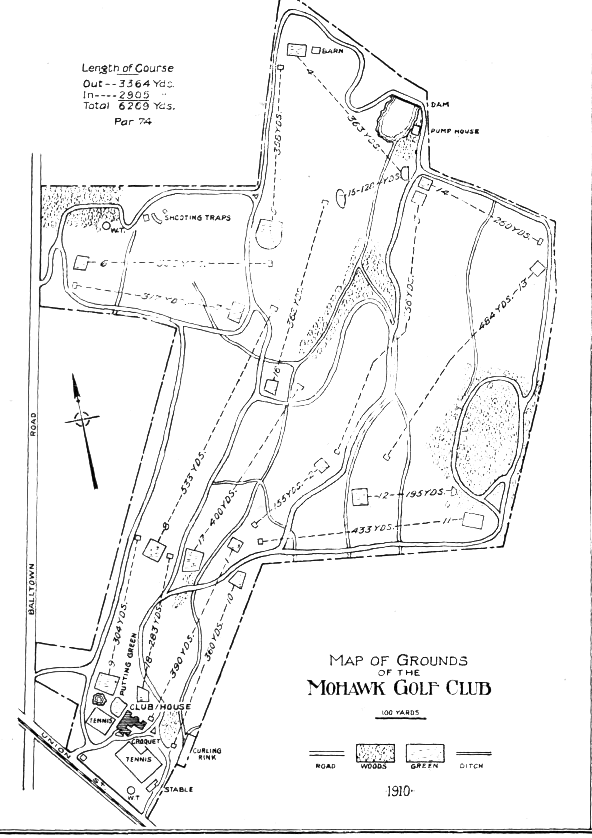 A picture  showing the layout of the Mohawk Golf Course