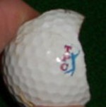 A photo of a broken golf ball - view 1