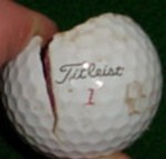A photo of a broken golf ball - view 2