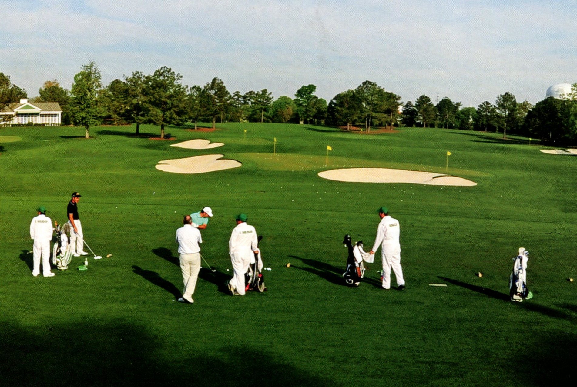 A photo of the golf practice range at Augusta National.