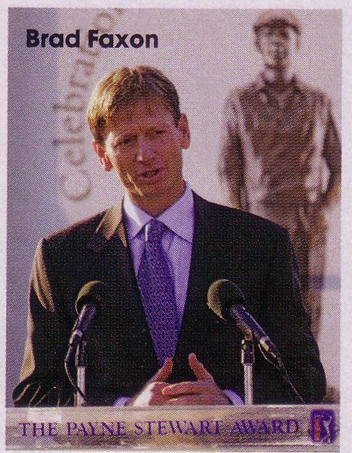 Photo of Brad Faxon speaking at the Payne Stewart Award ceremony.