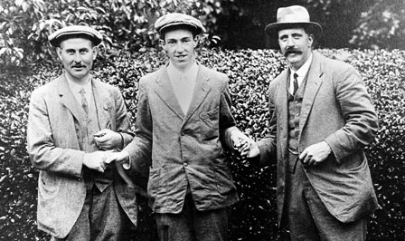 A classic golfer photo of Harry Vardon, Francis Ouimet and Ted Ray.