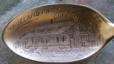 A photo of a collector's spoon from the Waveland Golf Club.