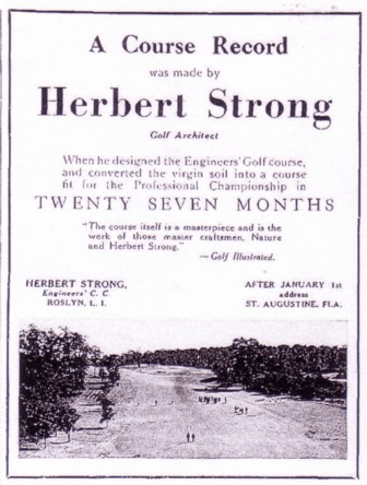 Vintage ad for golf architect Herbert Strong.