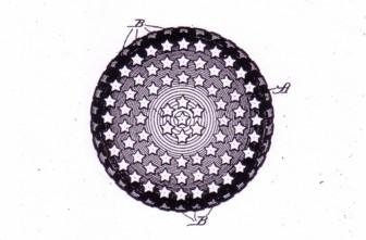 A patent drawing of the American Eagle golf ball.