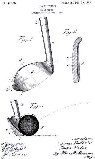 A patent drawing of the mashie-niblick golf club.