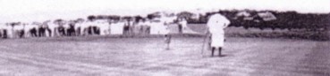 A vintage golf photo of Jerome Travers on the 1st green at the 1912 USGA Amateur.