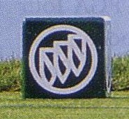 Buick logo on a tournament tee marker.