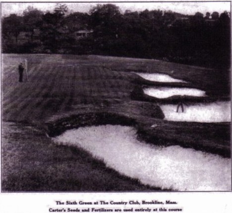 A vintage golf photo of the 9th green at The Country Club Brookline Massachusetts.
