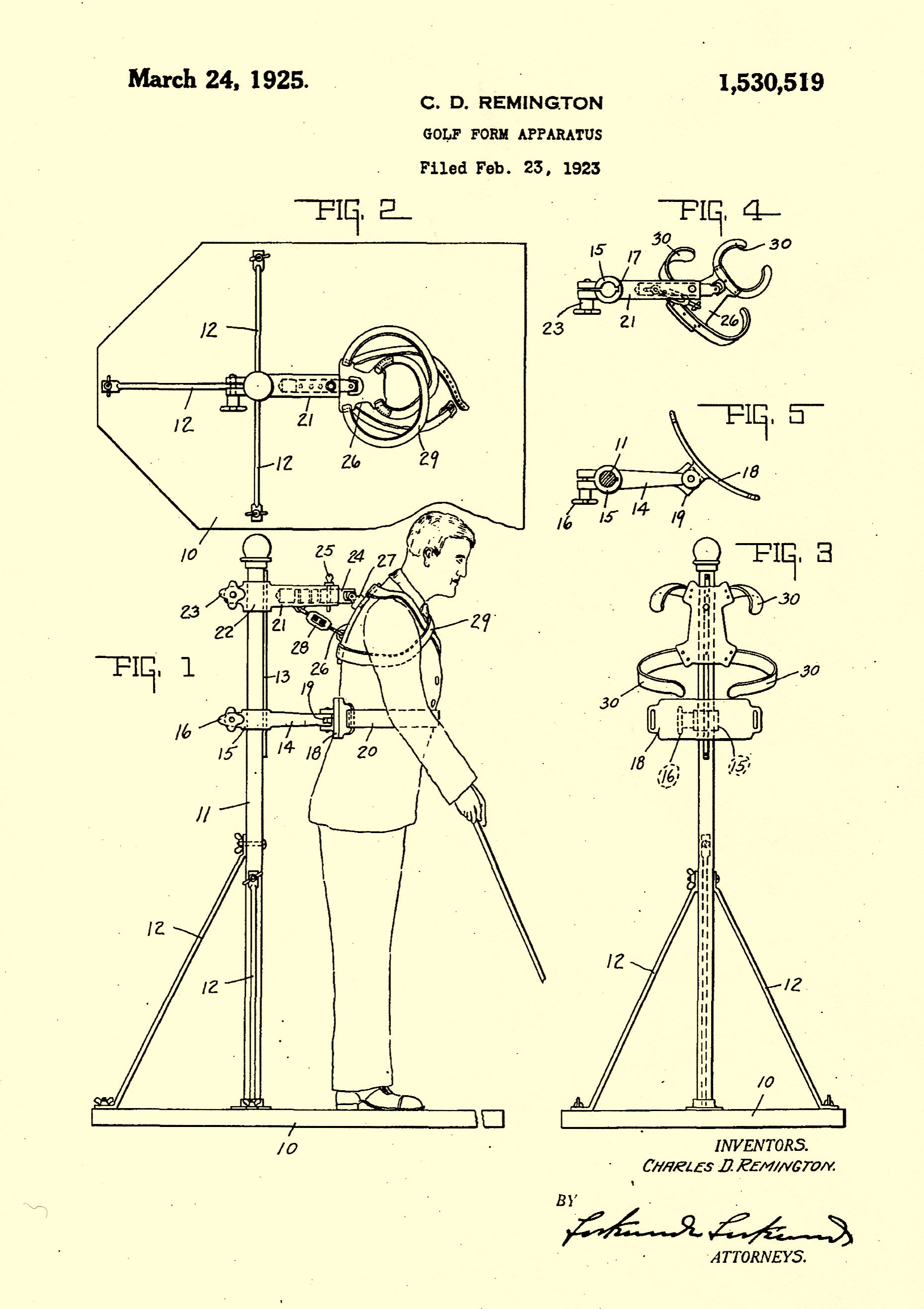 A copy of C. D. REMINGTON'S GOLF FORM APPARATUS Patent.